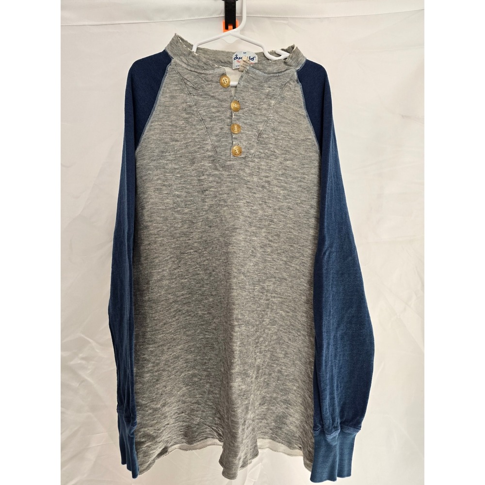 Vintage Duofold Kids‎ Thermal Long Sleeve Henley Gray Blue Cotton Blend Size M